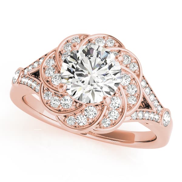 Engagement Ring, style 51045, Front view in rose gold