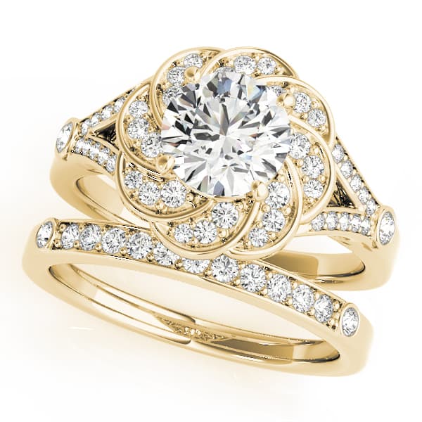 Engagement Ring, style 51045, On hand view in yellow gold