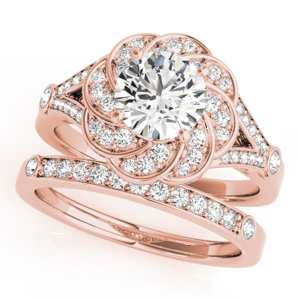 Engagement Ring, style 51045, On hand view in rose gold