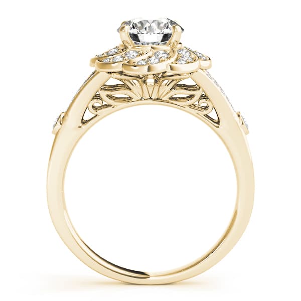 Engagement Ring, style 51045, Side view in yellow gold