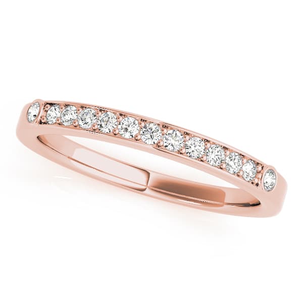 Prong In Channel Bezel Sides Wedding Ring (0.1 ct. tw.), Front view in rose gold