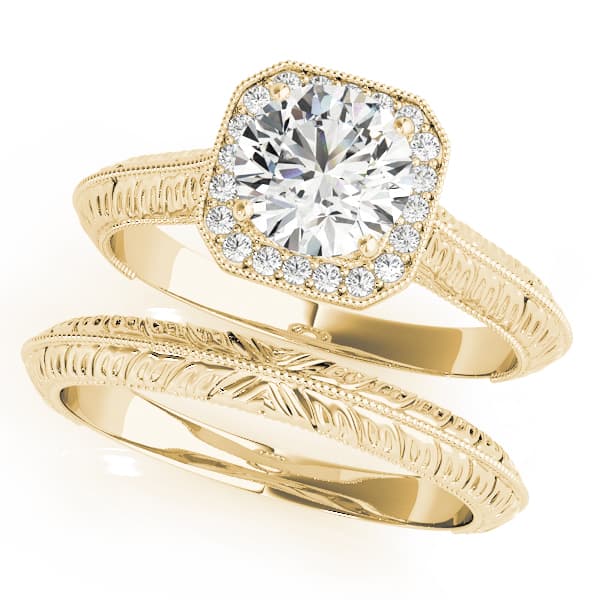 Engagement Ring, style 51046, On hand view in yellow gold