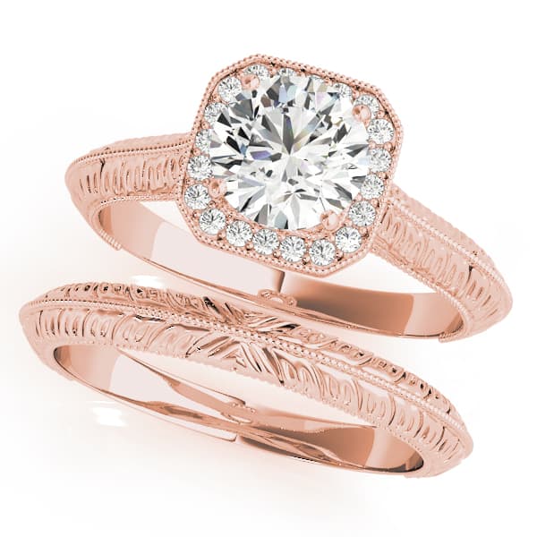 Engagement Ring, style 51046, On hand view in rose gold