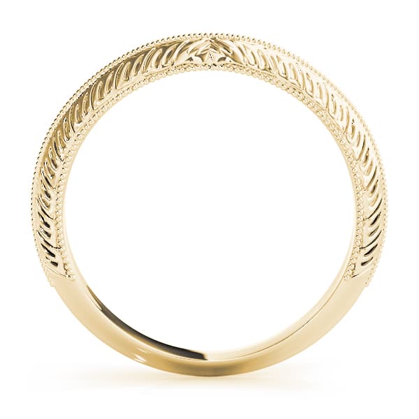 Vintage Filigree Wedding Bands, Side view in yellow gold