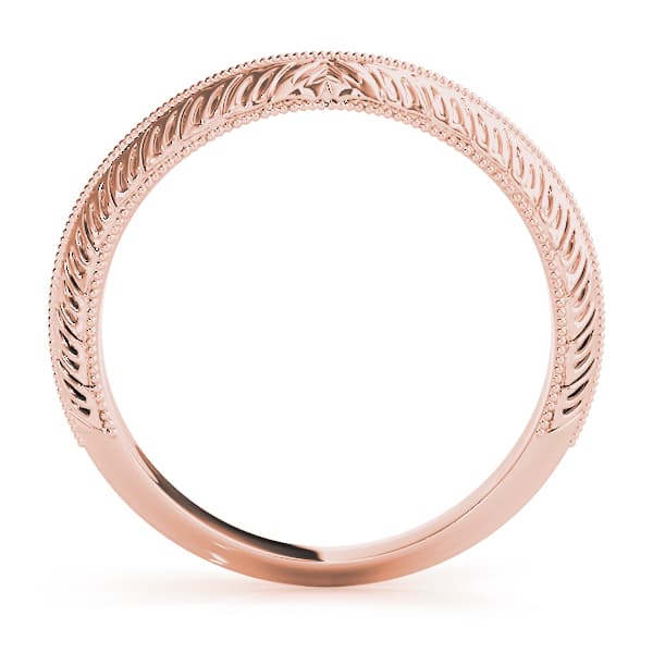 Vintage Filigree Wedding Bands, Side view in rose gold
