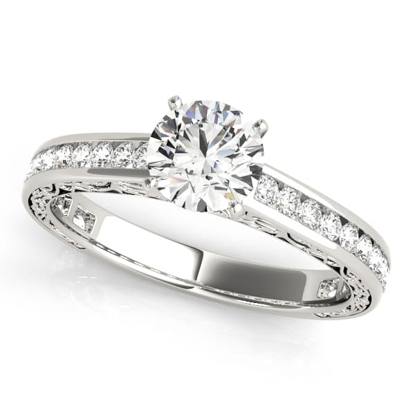 Vintage Inspired Channel Set Engagement Ring — style 51047 in 10k White Gold