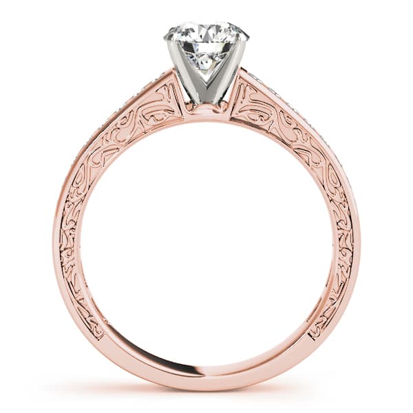 Vintage Inspired Channel Set Engagement Ring, style 51047, Side view in rose gold