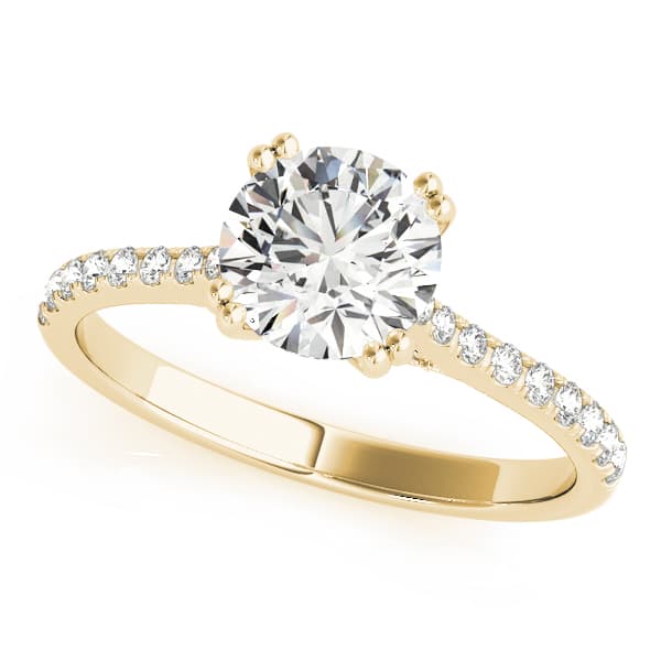Double Prong Hidden Halo Engagement Ring, style 51048, Front view in yellow gold