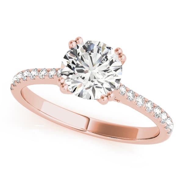 Double Prong Hidden Halo Engagement Ring, style 51048, Front view in rose gold