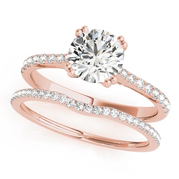 Double Prong Hidden Halo Engagement Ring, style 51048, On hand view in rose gold