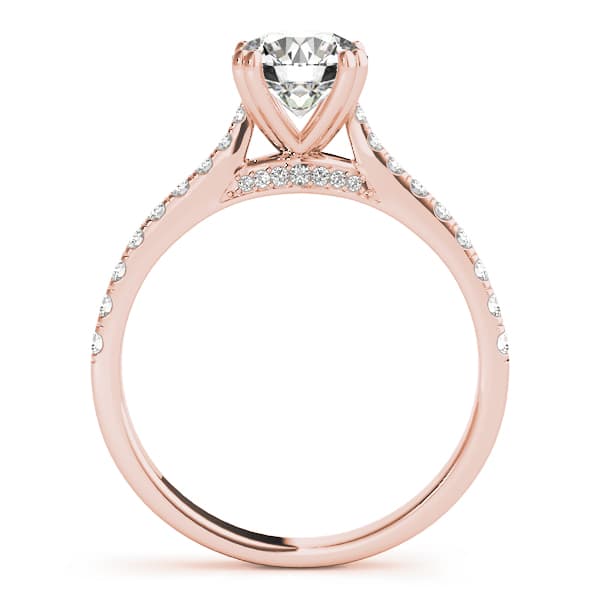 Double Prong Hidden Halo Engagement Ring, style 51048, Side view in rose gold