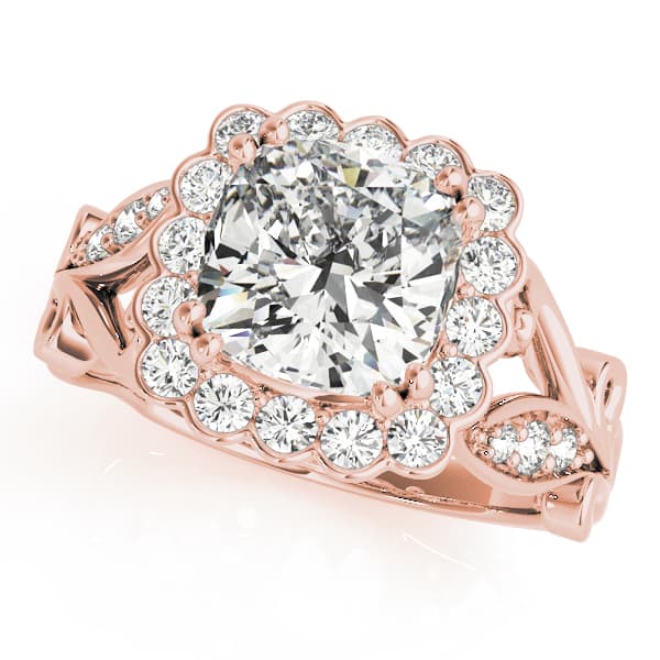 Engagement Ring, style 51049, Front view in rose gold