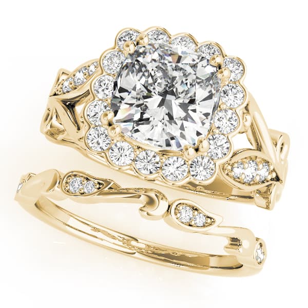 Engagement Ring, style 51049, On hand view in yellow gold