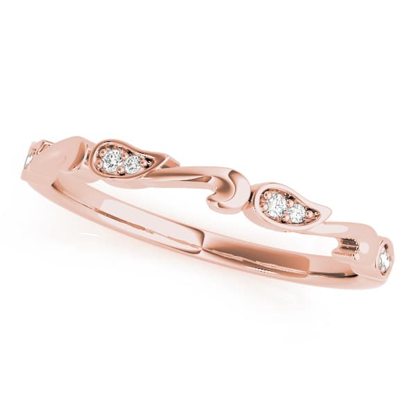 Swirl Prong Set Wedding Bands (0.04 ct. tw.), Front view in rose gold