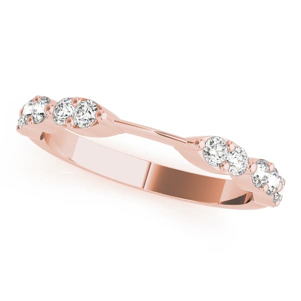 Scalloped Design Stackable Wedding Band (0.42 ct. tw.), Front view in rose gold