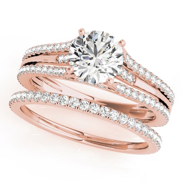 Multi-Row Hidden Halo Engagement Ring, style 51051, On hand view in rose gold