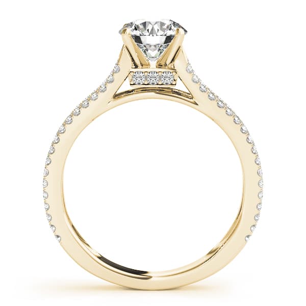 Multi-Row Hidden Halo Engagement Ring, style 51051, Side view in yellow gold