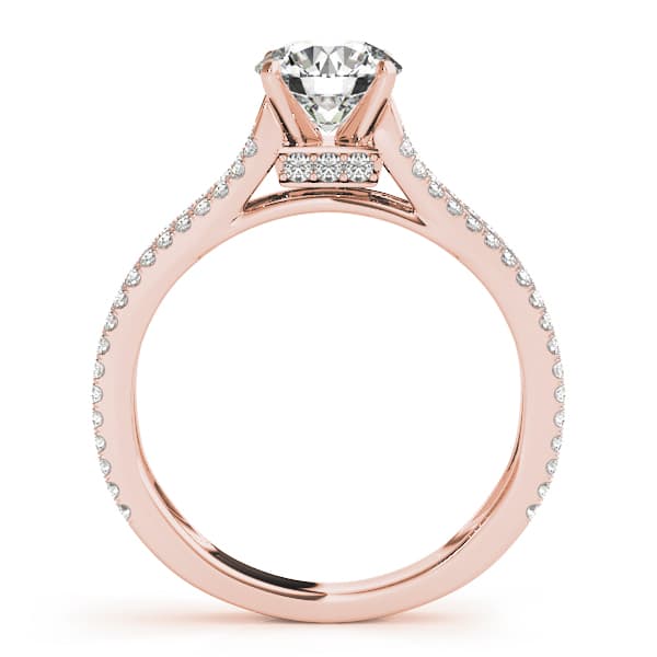 Multi-Row Hidden Halo Engagement Ring, style 51051, Side view in rose gold