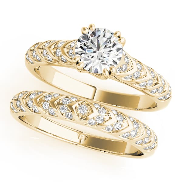 Engagement Ring, style 51052, On hand view in yellow gold