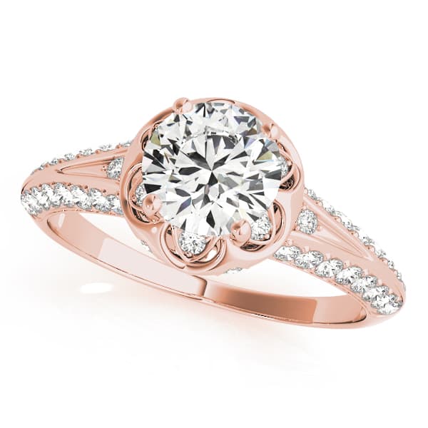 Engagement Ring, style 51054, Front view in rose gold
