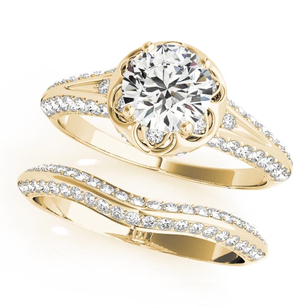Engagement Ring, style 51054, On hand view in yellow gold