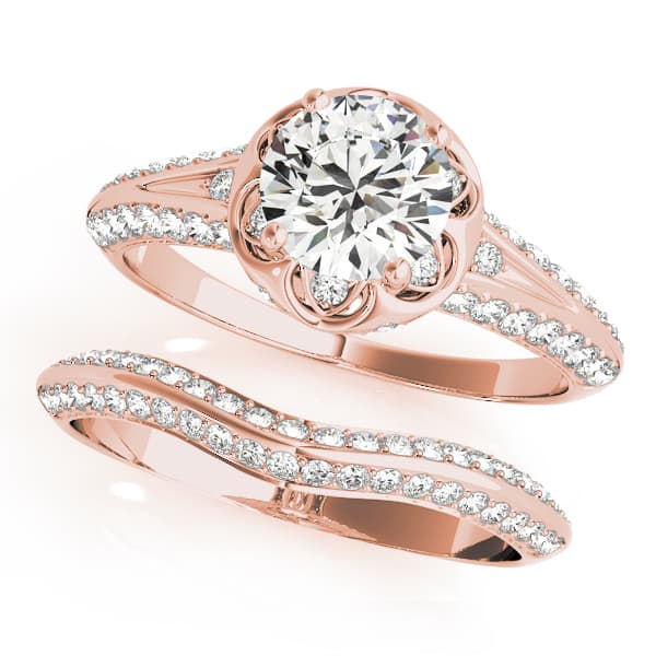 Engagement Ring, style 51054, On hand view in rose gold
