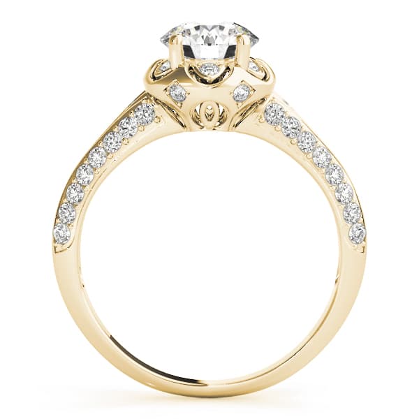 Engagement Ring, style 51054, Side view in yellow gold