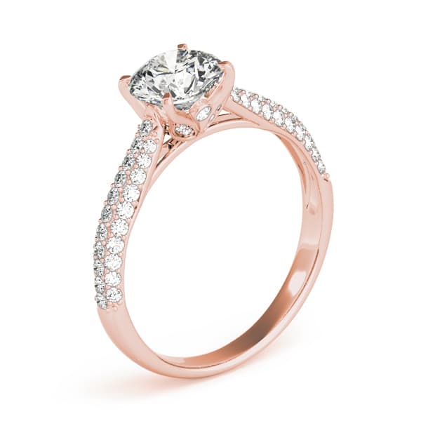 Round Pavé Engagement Ring, style 51055, Angle view in rose gold