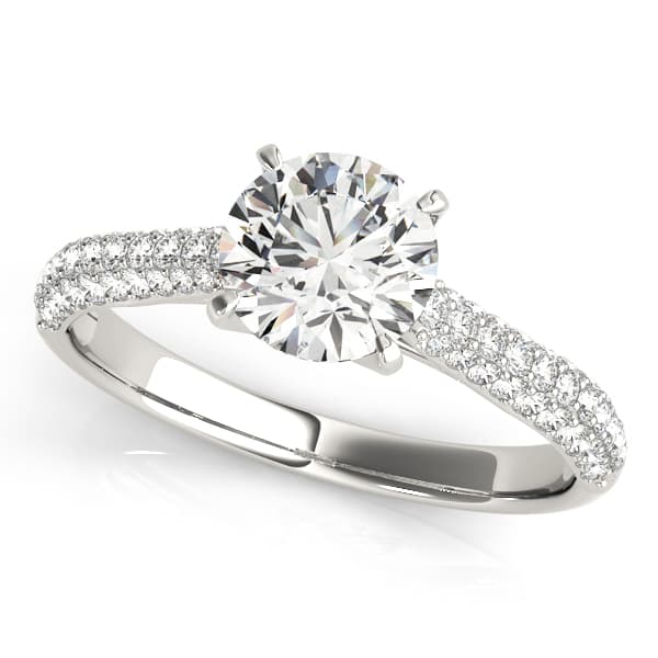 Round Pavé Engagement Ring — style 51055 in 10k White Gold