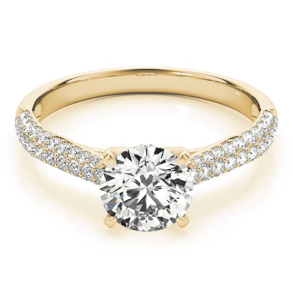Round Pavé Engagement Ring, style 51055, On hand view in yellow gold