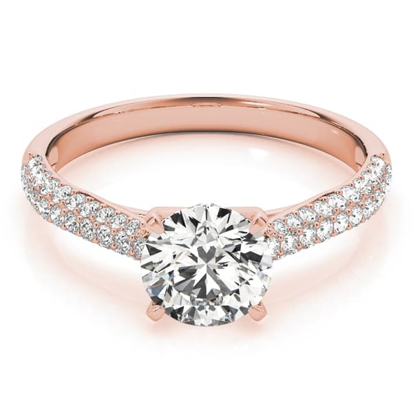 Round Pavé Engagement Ring, style 51055, On hand view in rose gold