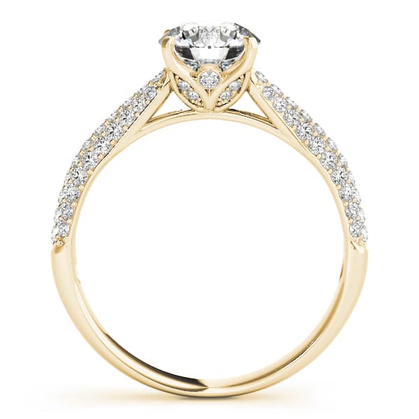Round Pavé Engagement Ring, style 51055, Side view in yellow gold