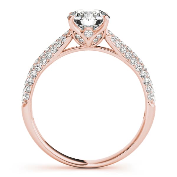 Round Pavé Engagement Ring, style 51055, Side view in rose gold