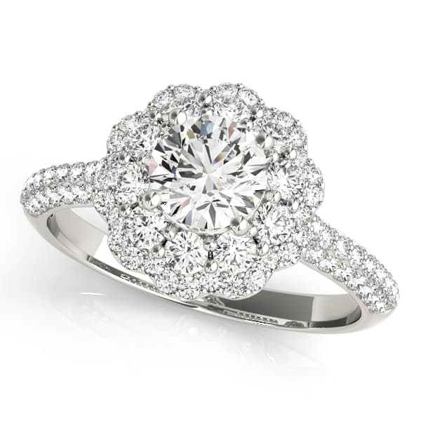 Double Halo Pavé Engagement Rings — style 51056 in 10k White Gold