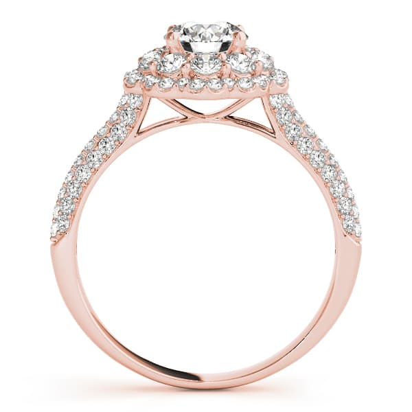 Double Halo Pavé Engagement Ring, style 51056, Side view in rose gold