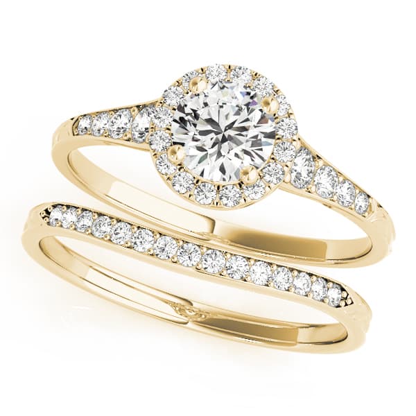 Engagement Ring, style 51057, On hand view in yellow gold