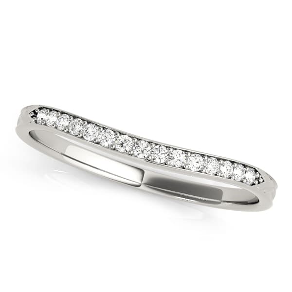 Single Row Prong In Channel Curved Wedding Band — View 1