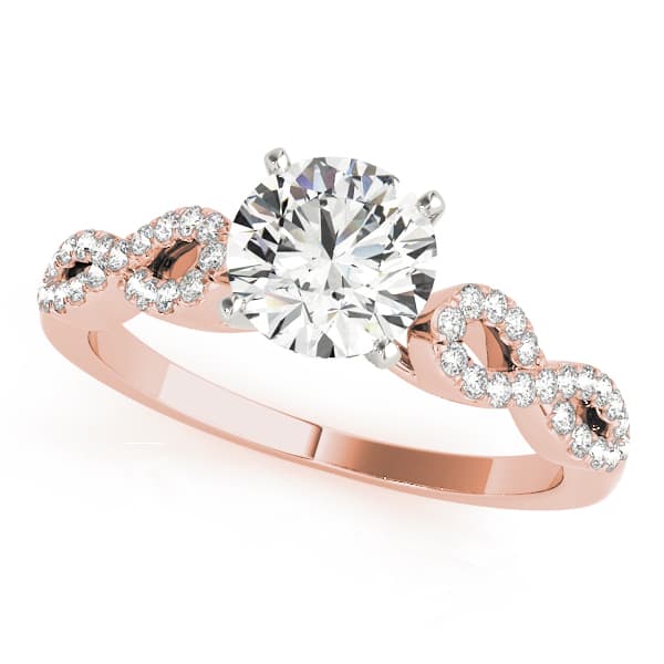 Infinity Twisted Shank Engagement Ring, style 51058, Front view in rose gold