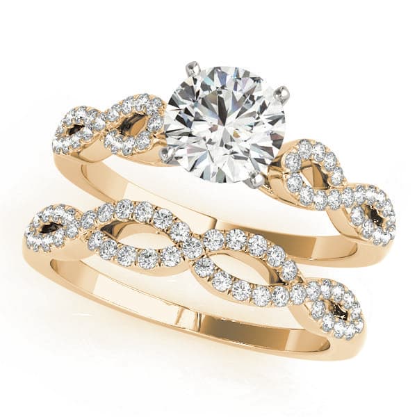 Infinity Twisted Shank Engagement Ring, style 51058, On hand view in yellow gold