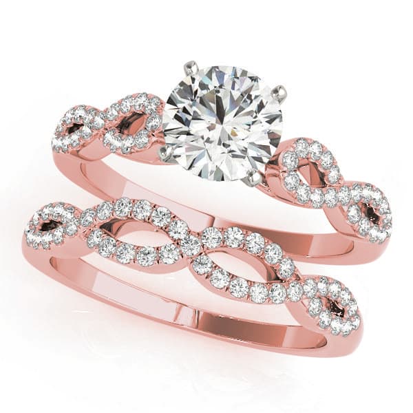 Infinity Twisted Shank Engagement Ring, style 51058, On hand view in rose gold
