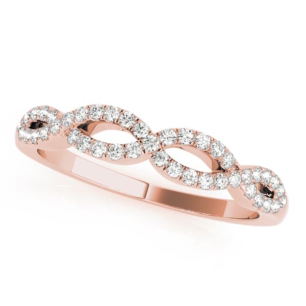 Double Row Infinity Wedding Rings (0.22 ct. tw.), Front view in rose gold