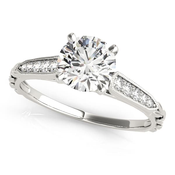 Vintage Inspired Single Row Engagement Ring — style 51059 in 10k White Gold