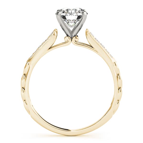 Vintage Inspired Single Row Engagement Ring, style 51059, Side view in yellow gold