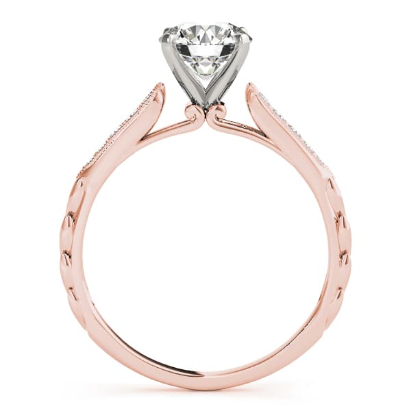 Vintage Inspired Single Row Engagement Ring, style 51059, Side view in rose gold