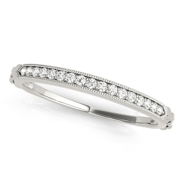 Vintage-Inspired Milgrain Wedding Band — White Gold