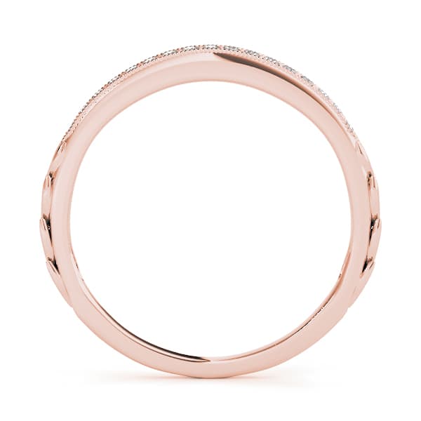 Vintage-Inspired Milgrain Wedding Band (0.05 ct. tw.), Side view in rose gold