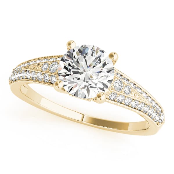 Vintage Multi-Row Milgrain Engagement Ring, style 51060, Front view in yellow gold