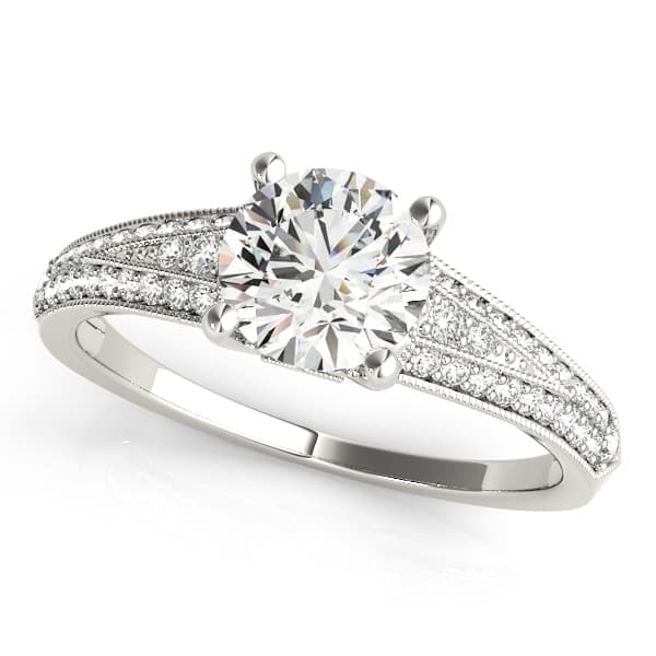 Vintage Multirow Milgrain Engagement Ring — style 51060 in 10k White Gold