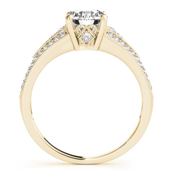 Vintage Multi-Row Milgrain Engagement Ring, style 51060, Side view in yellow gold