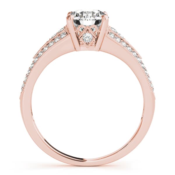 Vintage Multi-Row Milgrain Engagement Ring, style 51060, Side view in rose gold